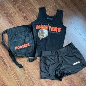 Hooters girl uniform outfit costume tank top, shorts, and pouch